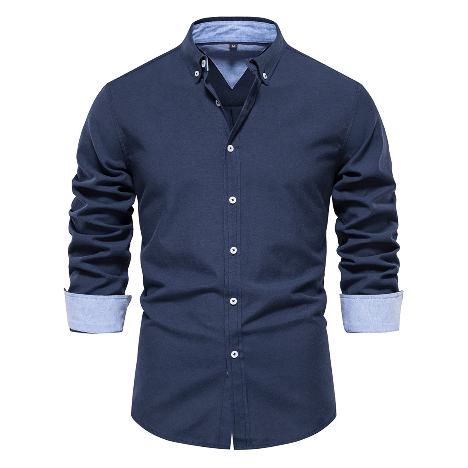 thumbnail image 2 of Camisa de manga larga con solapa estrecha y estampado floral para hombre, poliéster estampado, informal para todas las estaciones, tallas S-XXL, 2 of 4